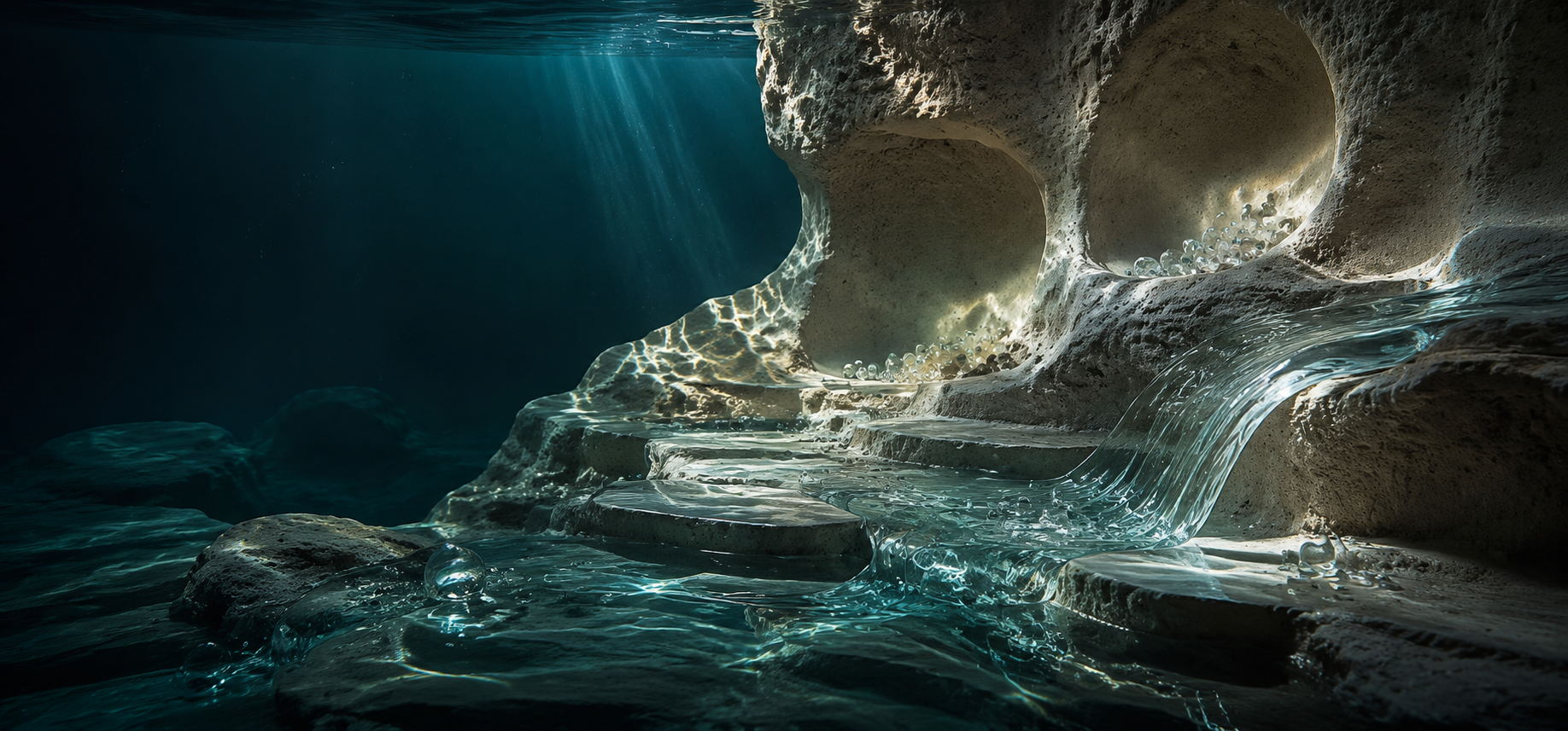 Paisagem marinha de calcário submerso