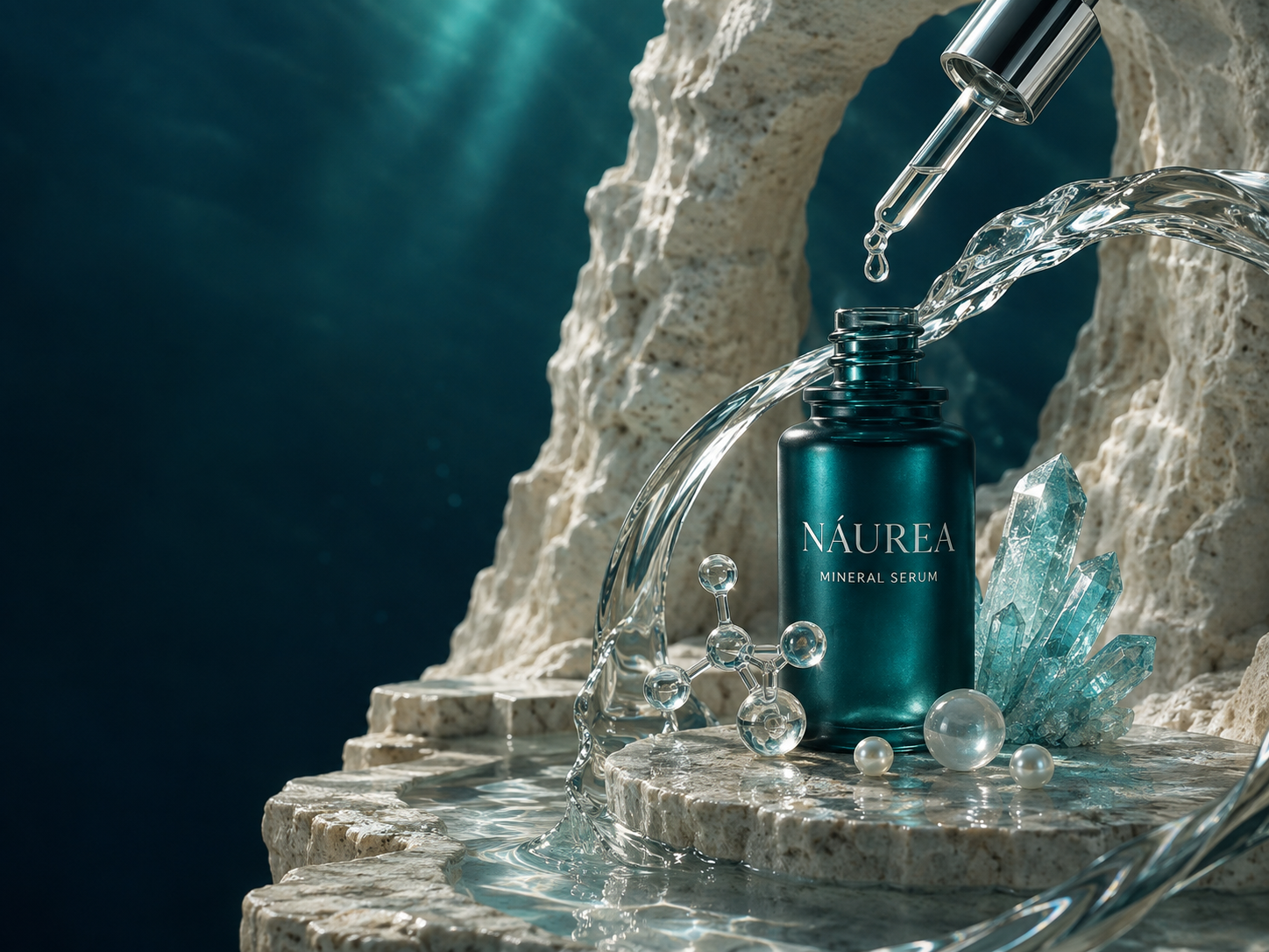 Sérum mineral entre água e calcário
